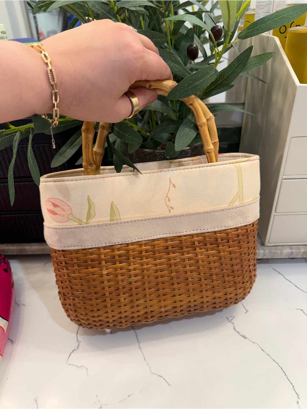 Vintage B&BW Wicker Top Handle Bag